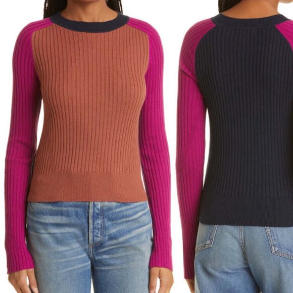 NEW Rag & Bone Ribbed Navaya Crew Neck Cotton Cashmere Pullover Sweater S - Picture 2 of 15